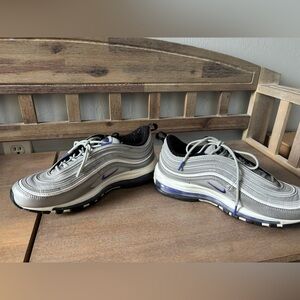 Nike Men's Gray and Purple Air Max 97 Sneakers